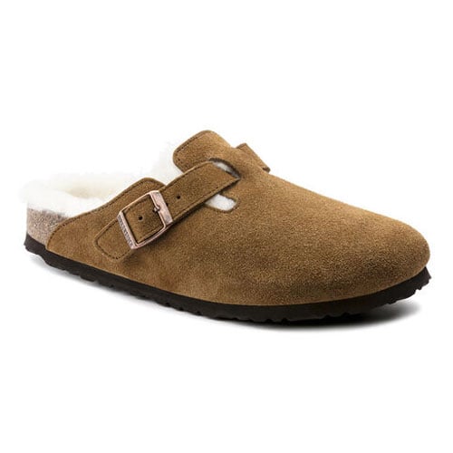 BIRKENSTOCK Boston Shearling Clog Mink Suede Natural Shearling 1001140 Womens Image 1