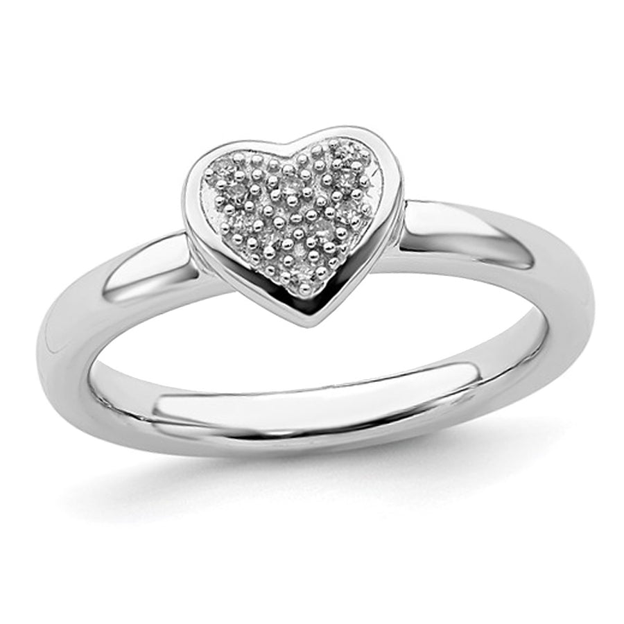 Sterling Silver Promise Heart Ring with Diamond Accent Image 1