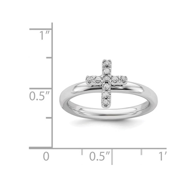 1/10 Carat (ctw) Diamond Cross Ring in Sterling Silver Image 3
