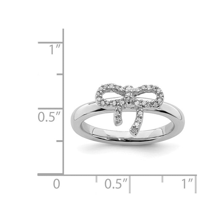 1/10 Carat (ctw) Diamond Forget-Me-Knot Ribbon Ring in Sterling Silver Image 3