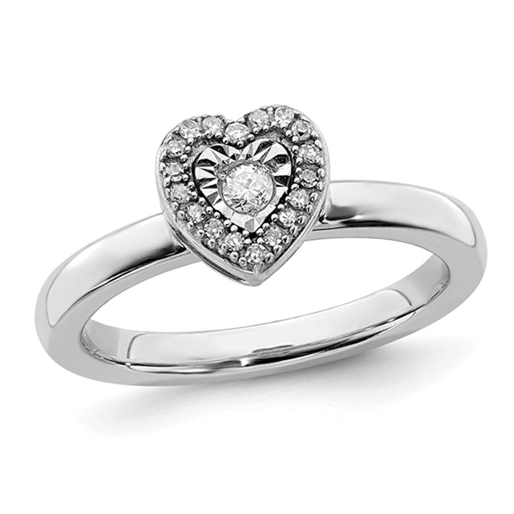 Sterling Silver Heart Promise Ring with Diamond Accent Image 1