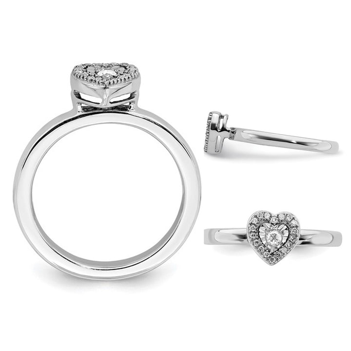 Sterling Silver Heart Promise Ring with Diamond Accent Image 4