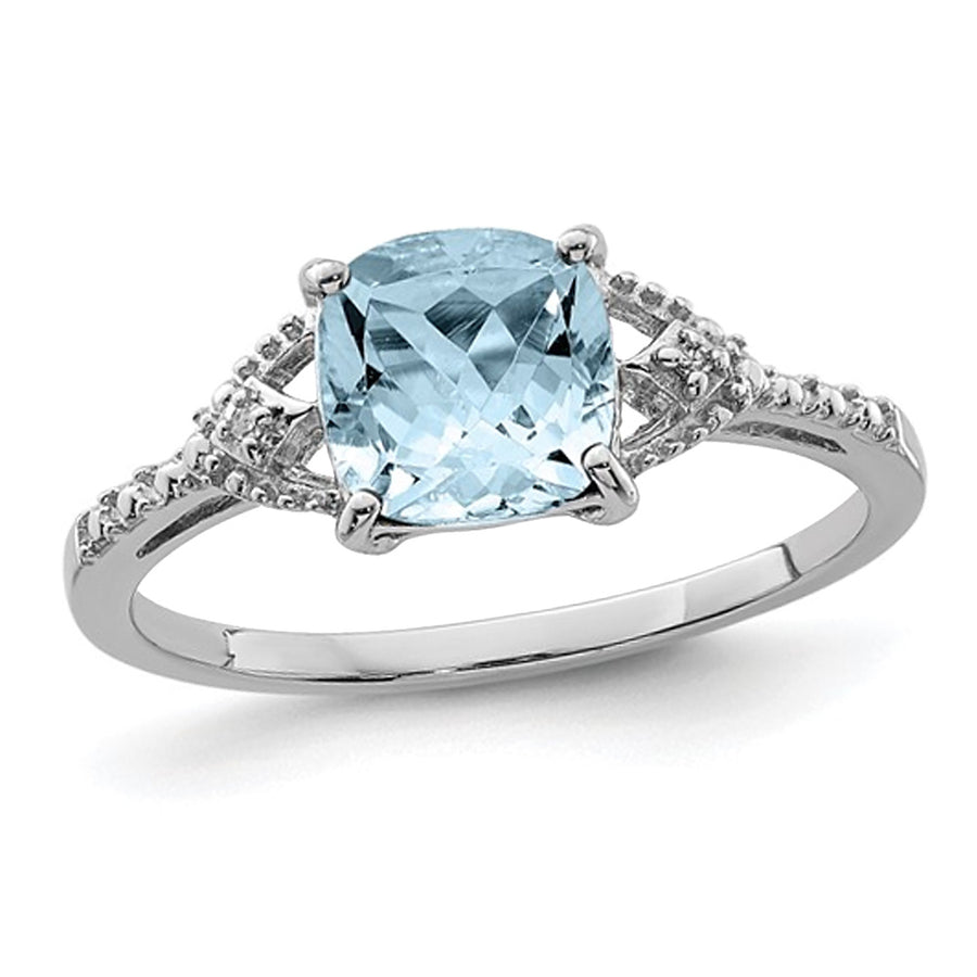 1.00 Carat (ctw) Aquamarine Ring in Sterling Silver Image 1