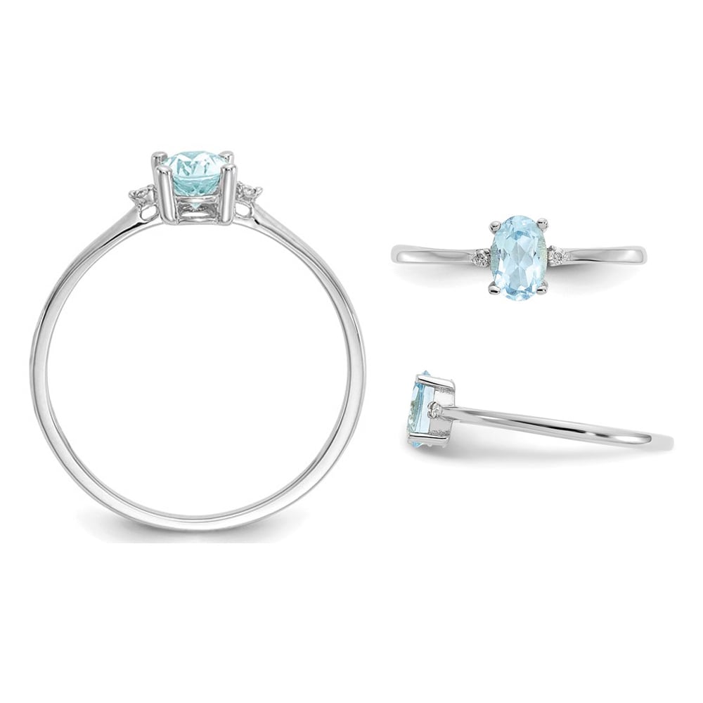 2/5 Carat (ctw) Oval-Cut Light Aquamarine Ring in 14K White Gold Image 4