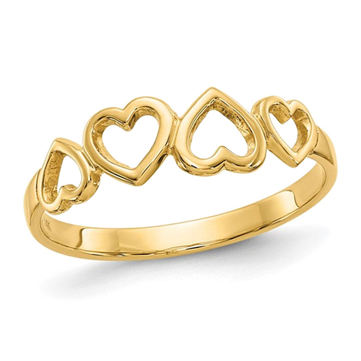 14K Yellow Gold Heart Promise Ring Band Image 1