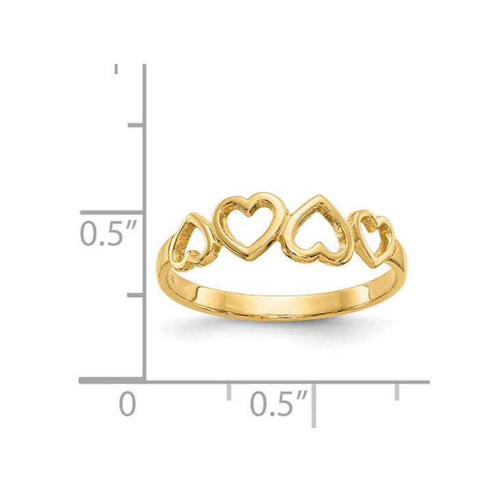 14K Yellow Gold Heart Promise Ring Band Image 2