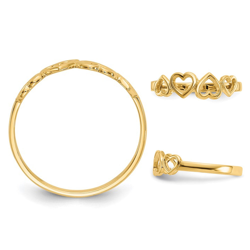 14K Yellow Gold Heart Promise Ring Band Image 3