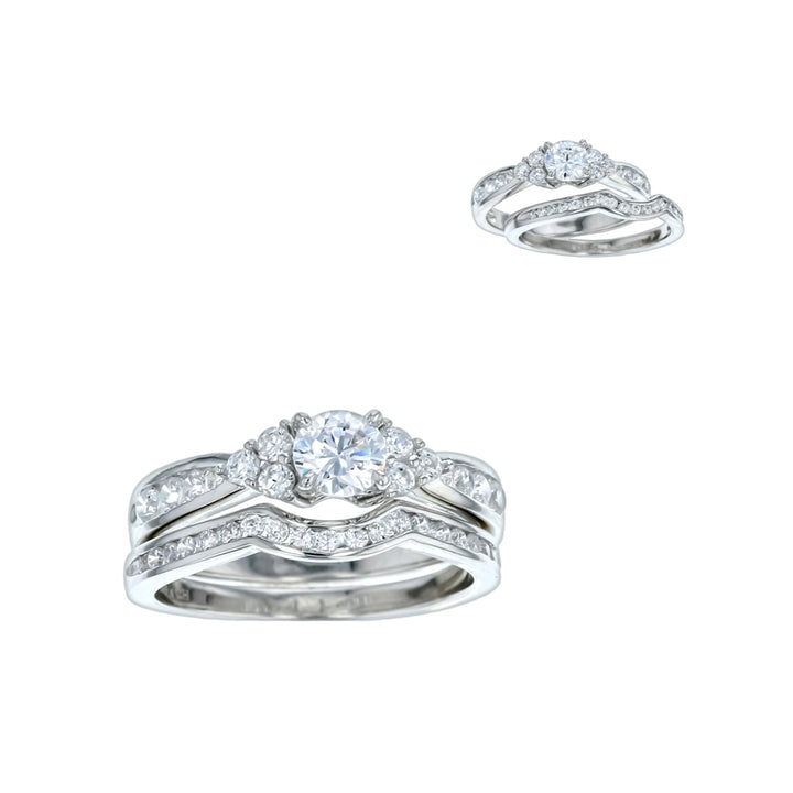 Sterling Silver 2 Piece Splended Cubic Zirconia Rings Image 3