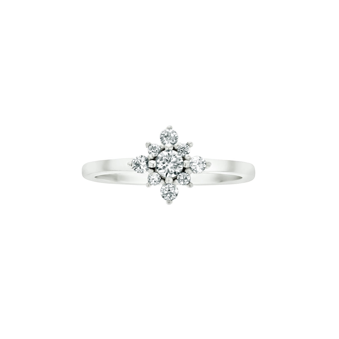 Sterling Silver Dainty Snowflake Cubic Zirconia Ring Image 1