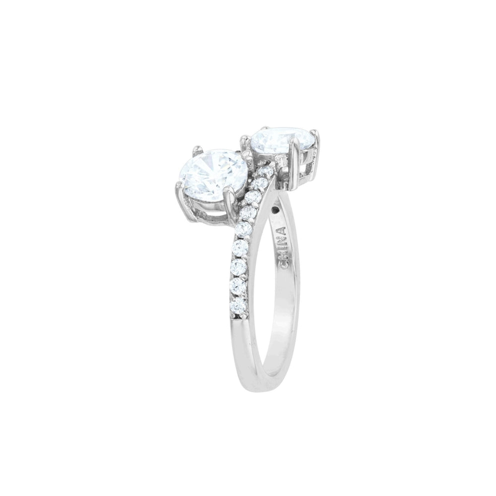 Sterling Silver Cross Over Round Cubic Zirconia Ring Image 2