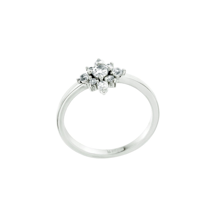 Sterling Silver Dainty Snowflake Cubic Zirconia Ring Image 2