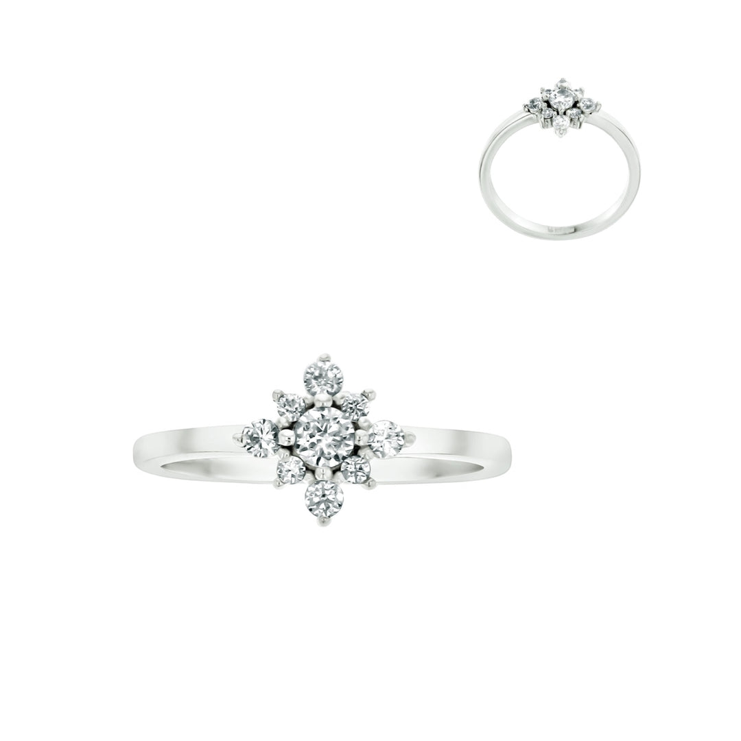 Sterling Silver Dainty Snowflake Cubic Zirconia Ring Image 3