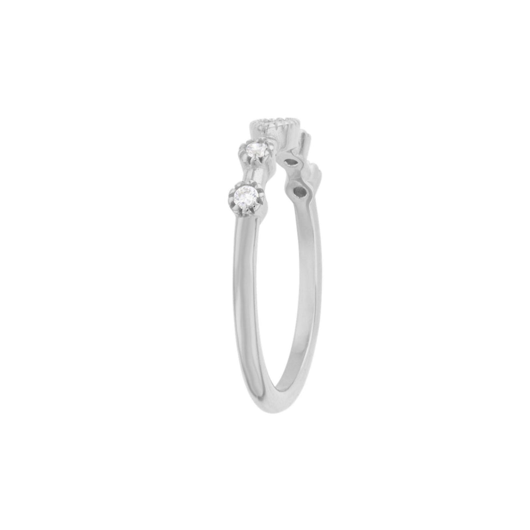 Sterling Silver Delicate Marquise and Round CZ Band Ring Image 2