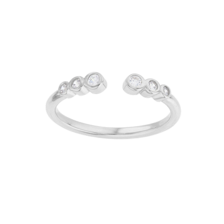 Sterling Silver Delicate Round Cubic Zirconia Bezel Set Open Band Ring Image 1