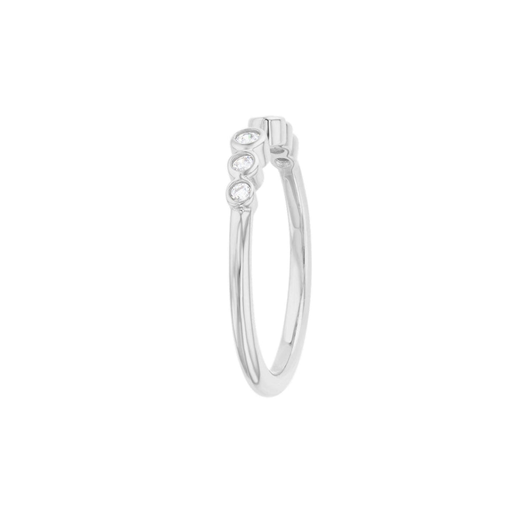 Sterling Silver Delicate Round Cubic Zirconia Bezel Set Open Band Ring Image 2