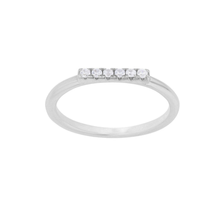 Sterling Silver Delicate Round CZ Linear Band Ring Image 1