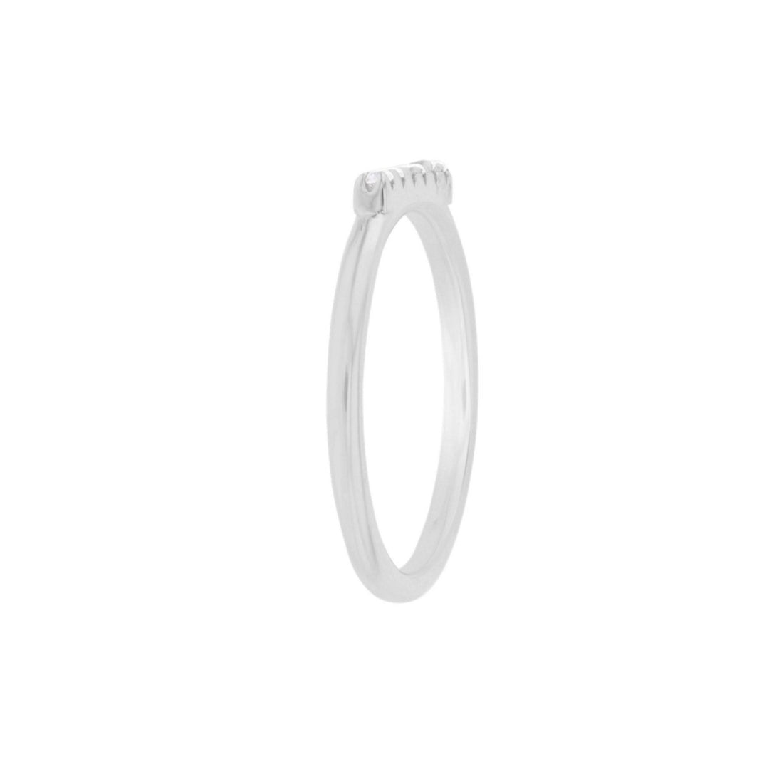 Sterling Silver Delicate Round CZ Linear Band Ring Image 2