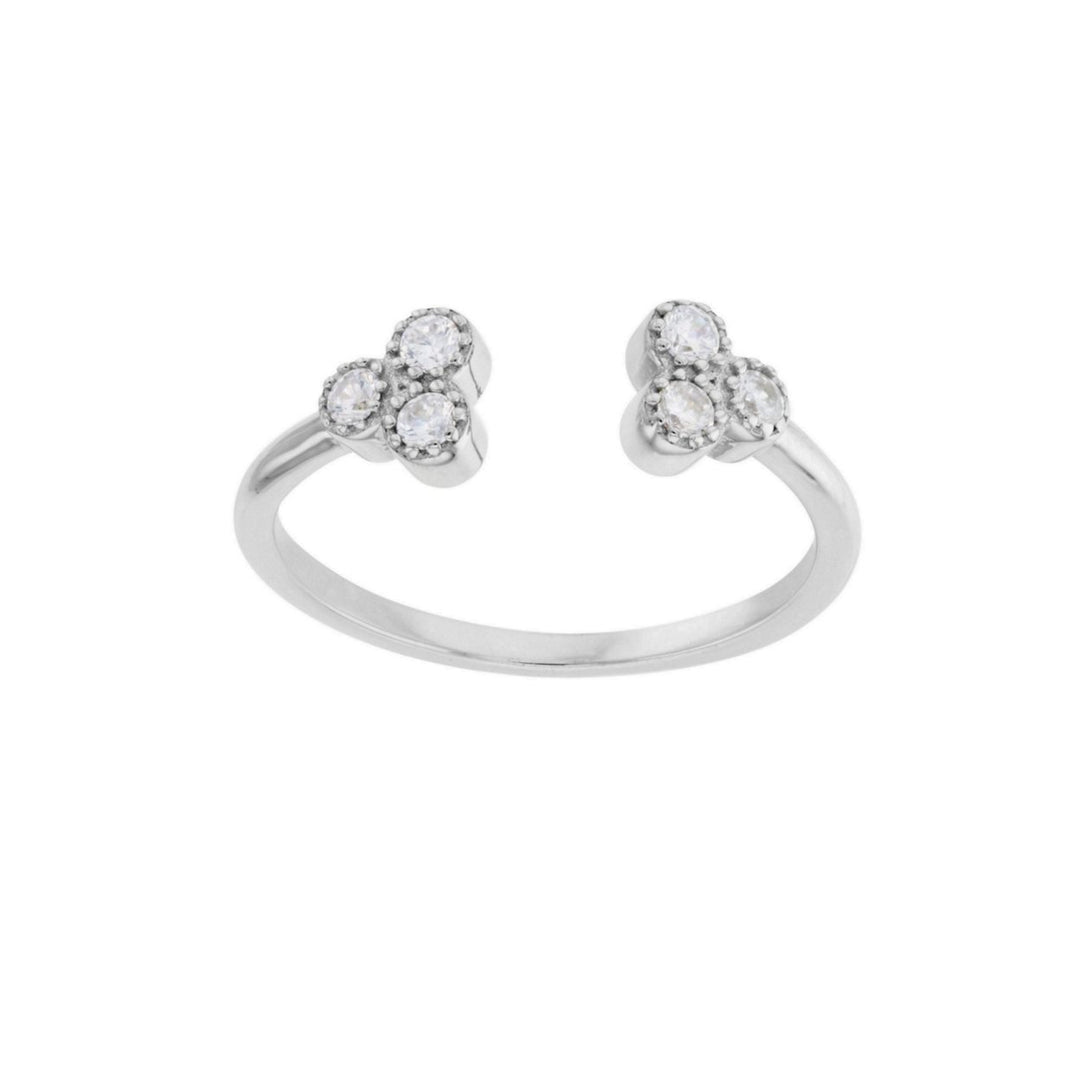 Sterling Silver Delicate Trinity CZ Open Band Ring Image 1