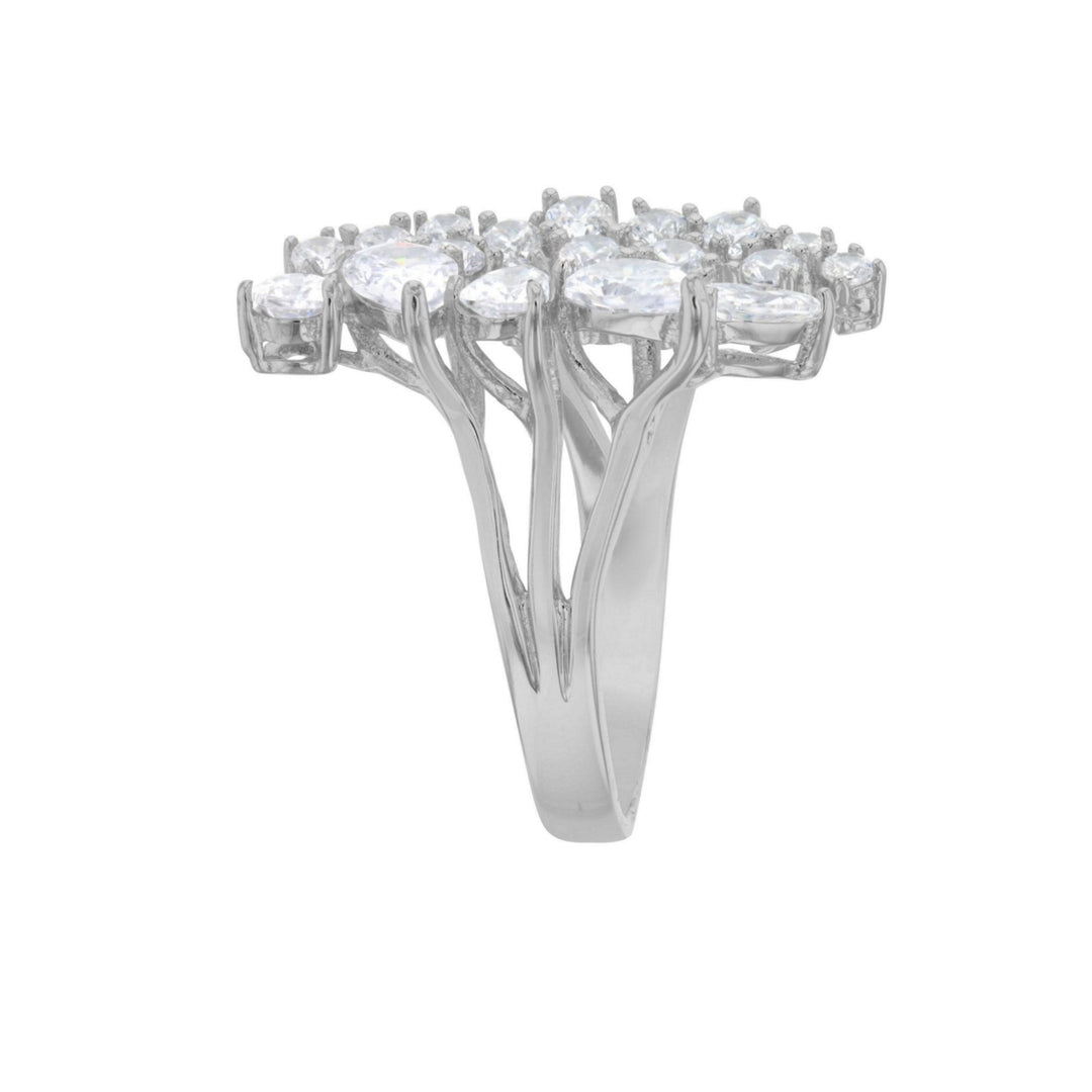 Sterling Silver Double Row Cubic Zirconia Open Ring Image 2