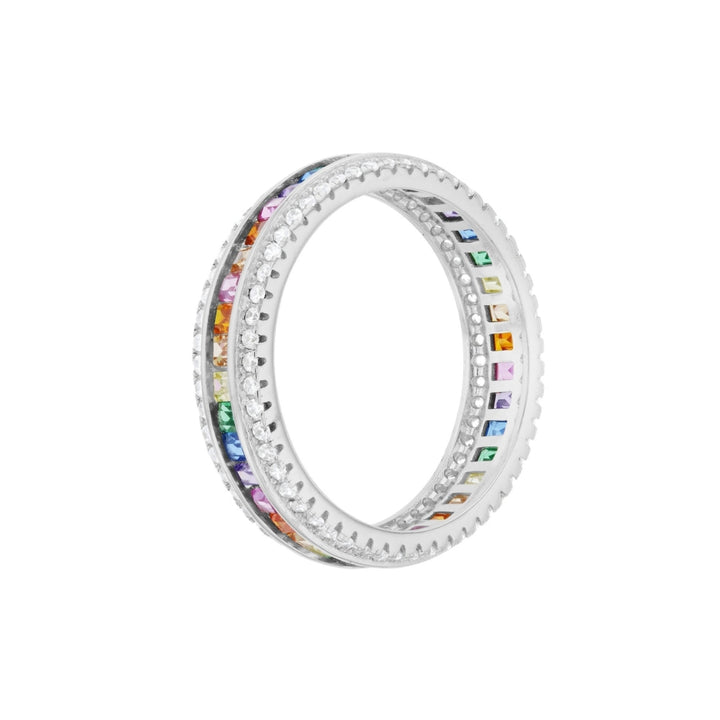 Sterling Silver Multi Color CZ and Clear CZ Eternity Band Ring Image 2