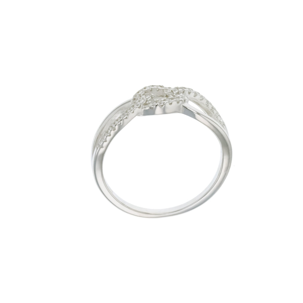 Sterling Silver Interlock Design Dainty Band Cubic Zirconia Ring Image 2