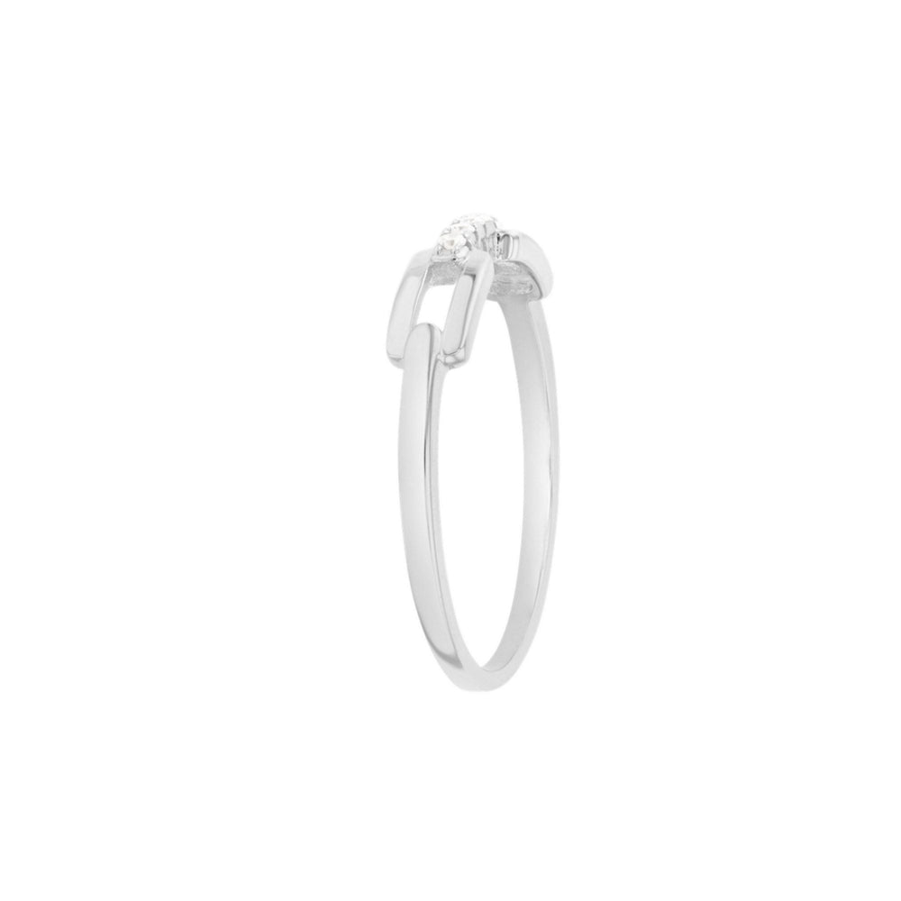 Sterling Silver Link with CZ Delicate Band Ring Image 2