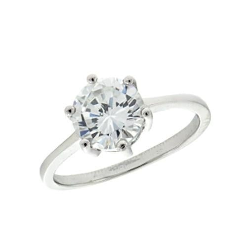 Sterling Silver Round Cubic Zirconia Engagement Ring Image 1