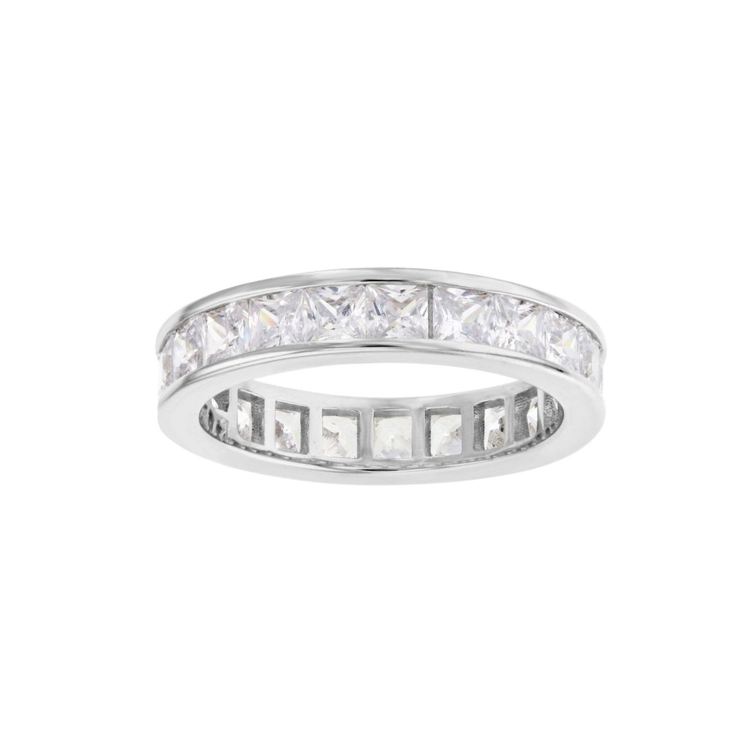 Sterling Silver Square CZ Eternity Band Ring Image 1