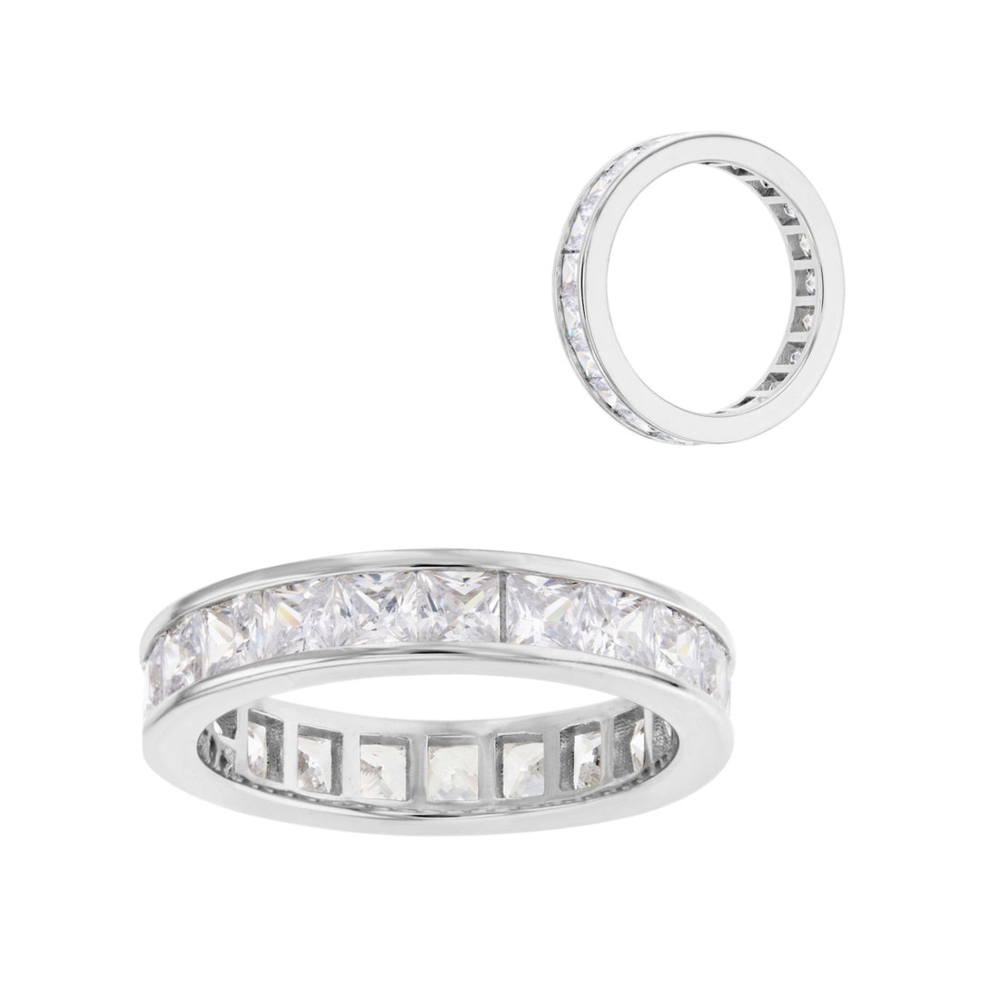 Sterling Silver Square CZ Eternity Band Ring Image 3