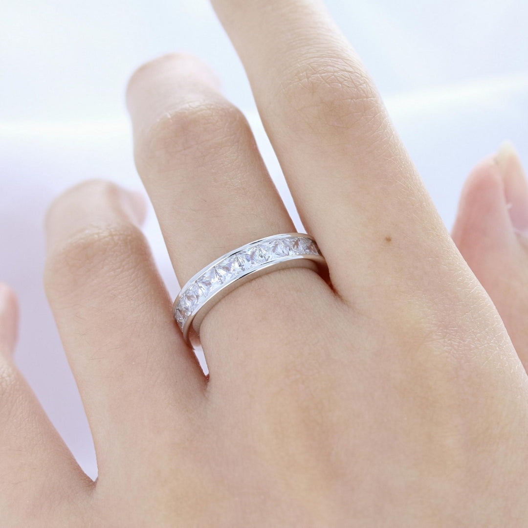 Sterling Silver Square CZ Eternity Band Ring Image 4