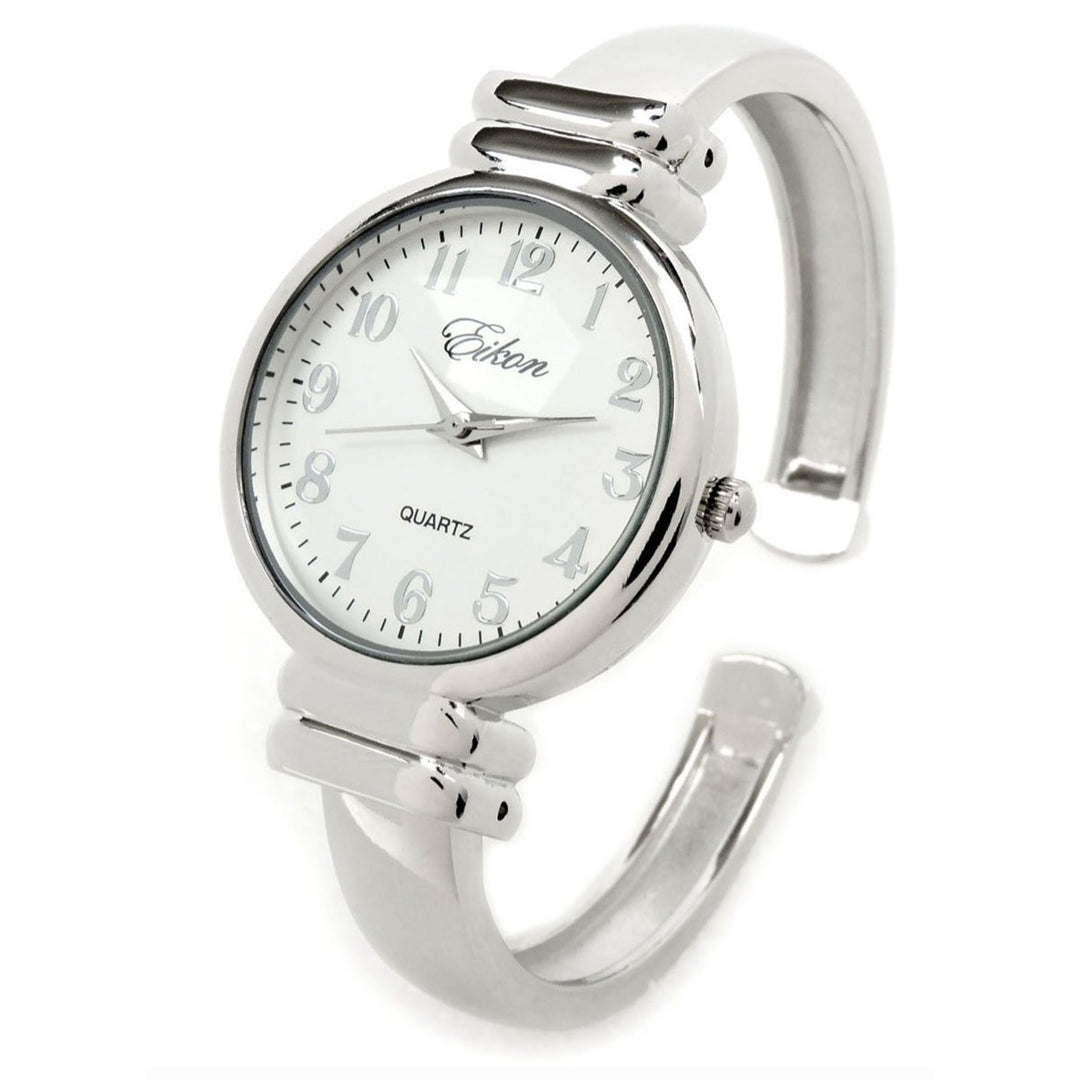 Eikon Silver Slim Case Womens Bangle Cuff Watch Image 1