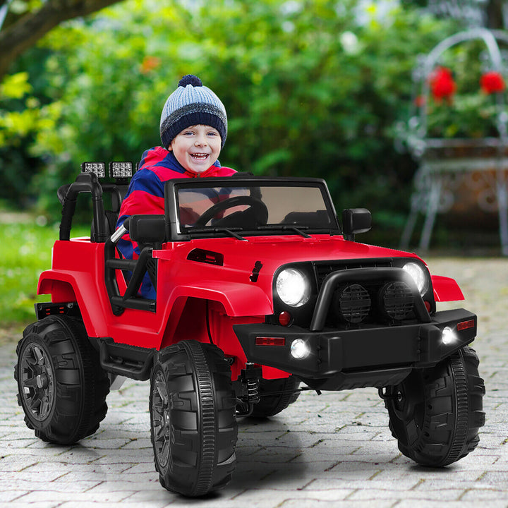 Costway 12V Kids Ride On Truck Car w/ Remote Control MP3 Music LED Lights Red Image 4