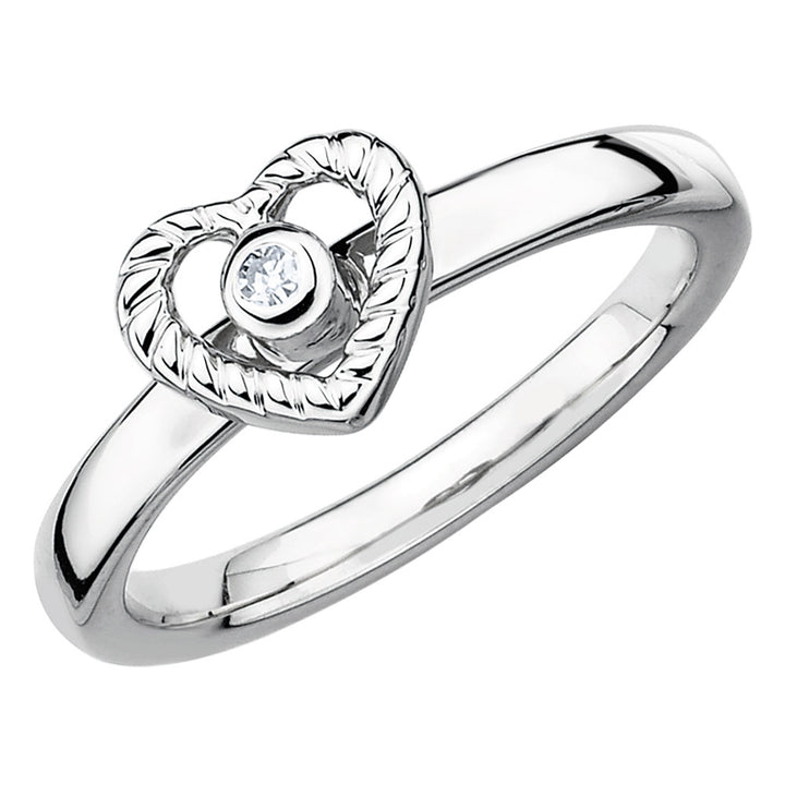 Heart Ring with Diamond Accent in Sterling Silver Image 6