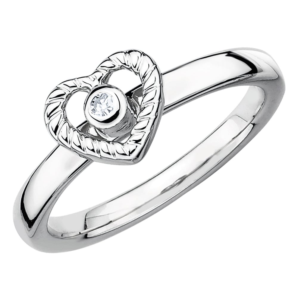 Heart Ring with Diamond Accent in Sterling Silver Image 1