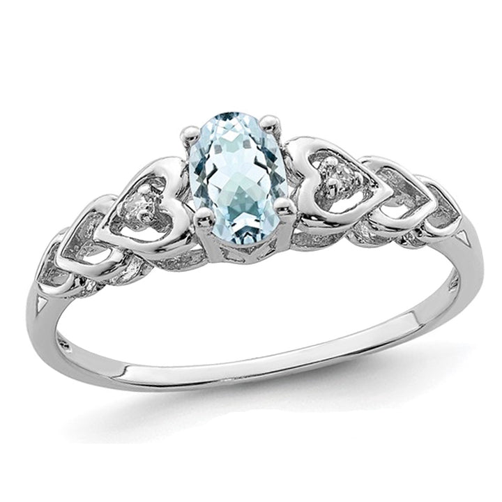 2/5 Carat (ctw) Aquamarine Heart Promise Ring in Sterling Silver Image 4