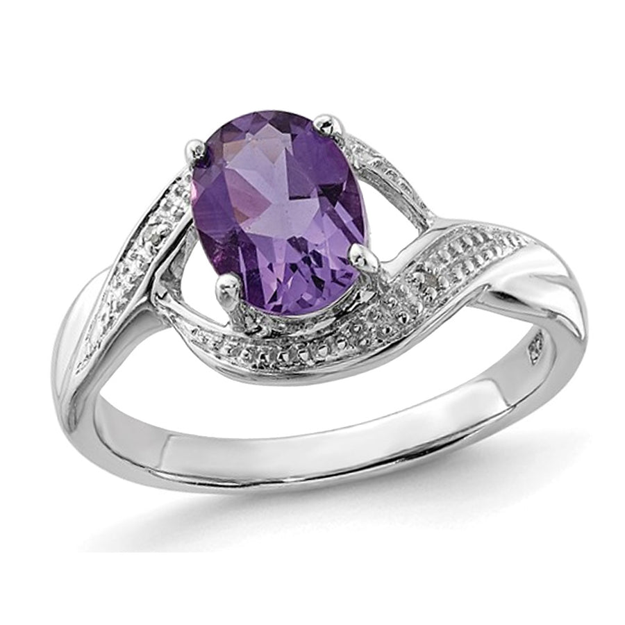 1.10 Carat (ctw) Oval-Cut5 Amethyst Ring in Sterling Silver Image 1