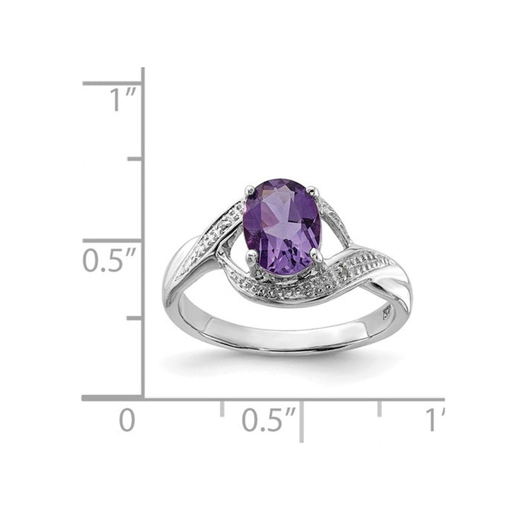 1.10 Carat (ctw) Oval-Cut5 Amethyst Ring in Sterling Silver Image 4