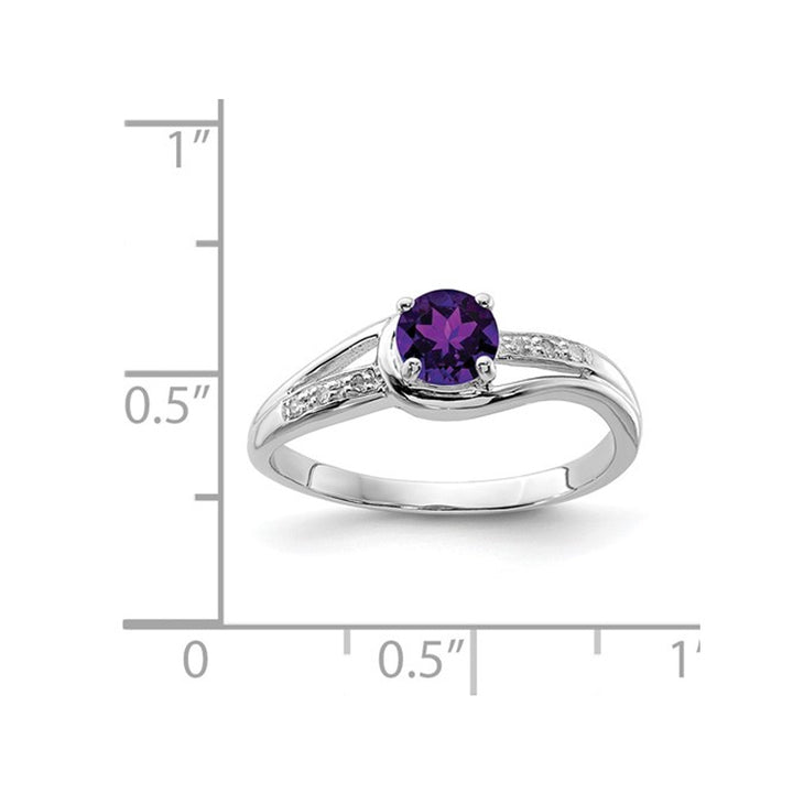 1/3 Carat (ctw) Amethyst Ring in Sterling Silver with Diamond Accent Image 2