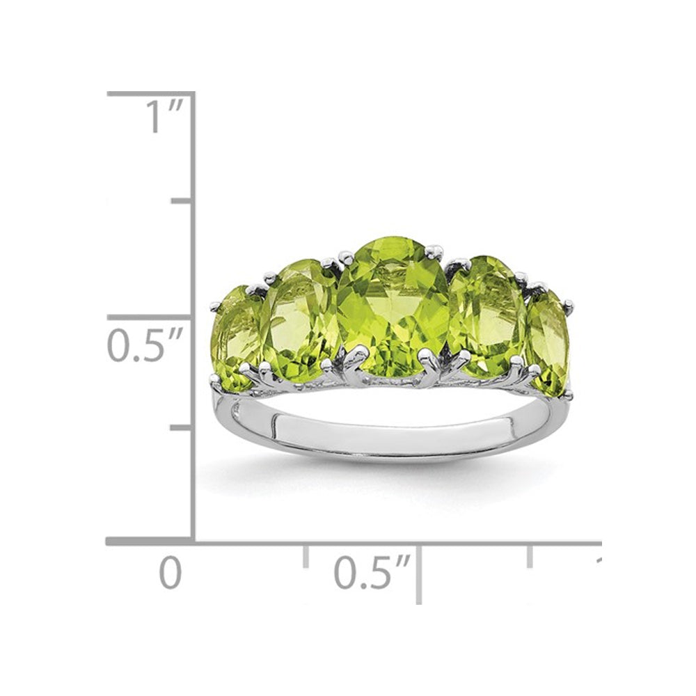 4.00 Carat (ctw) Five-Stone Peridot Ring in Sterling Silver Image 2