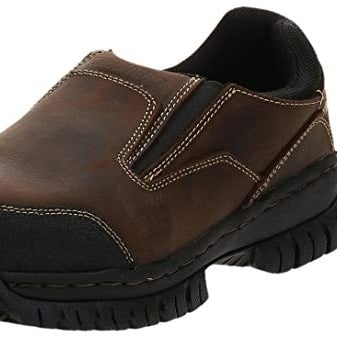 SKECHERS WORK Mens Relaxed Fit: Hartan Steel Toe Slip-On Work Shoe Dark Brown - 77066-DKBR DARK BROWN Image 4