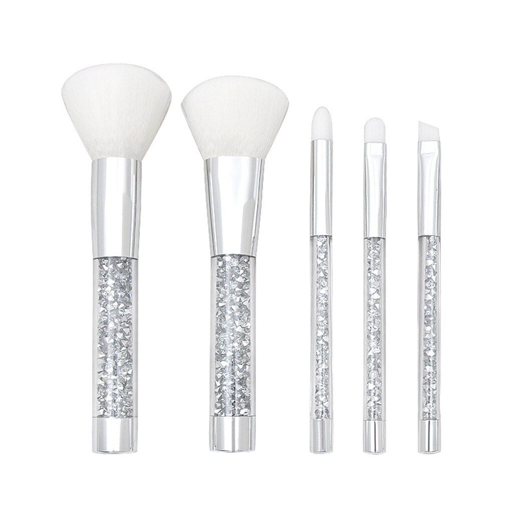 5-Pack Makeup Brush Set with Crystal Diamond Handle for Eye Shadow Eye Brow Image 1