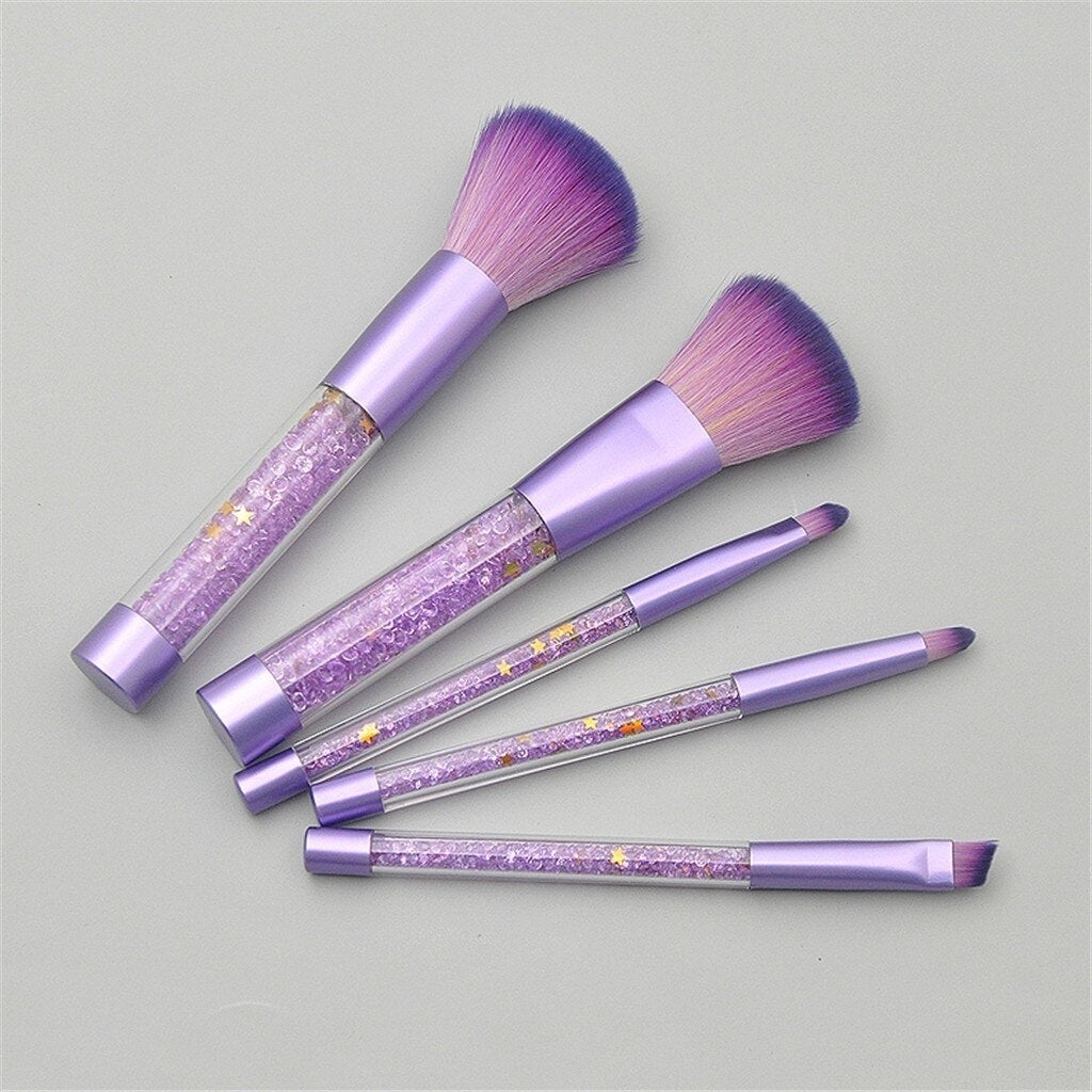 5-Pack Makeup Brush Set with Crystal Diamond Handle for Eye Shadow Eye Brow Image 4