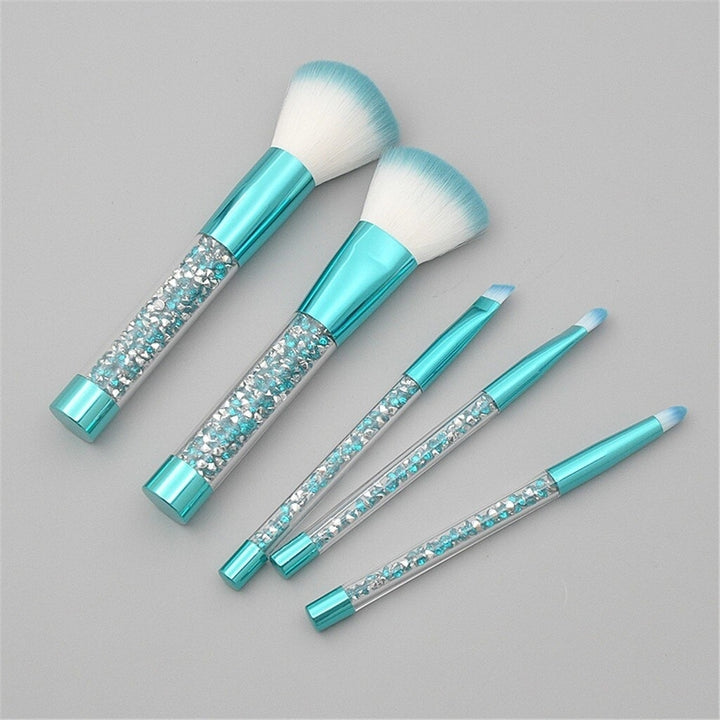 5-Pack Makeup Brush Set with Crystal Diamond Handle for Eye Shadow Eye Brow Image 4