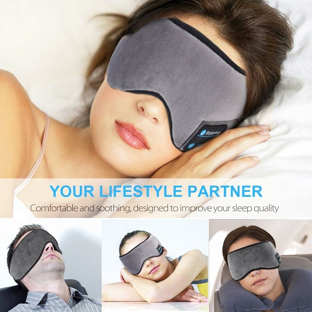 Bluetooth Sleeping Eye Mask Music Headset / Wireless Sports Music Headband with Built-In Speakers Microphone for Travel Image 2