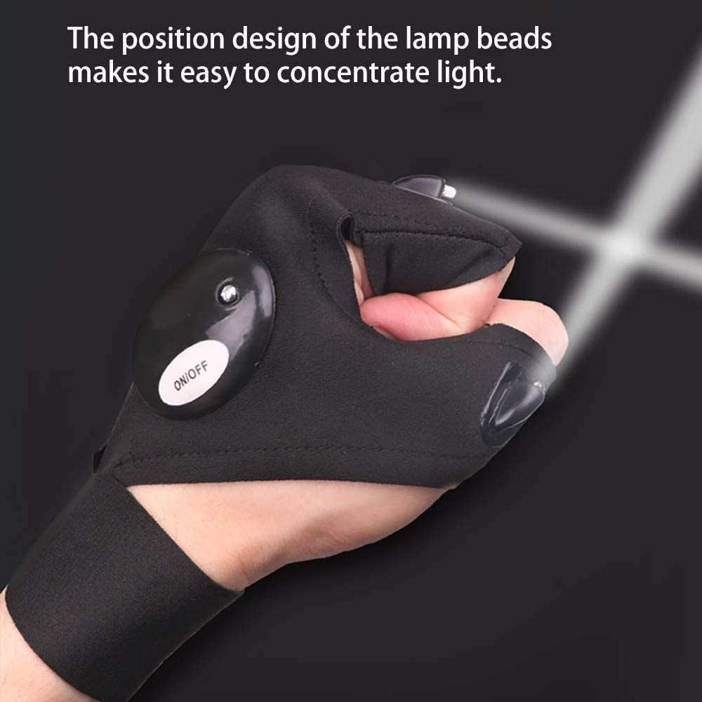 LED Flashlight Gloves Fingerless Work Gloves with Light for Darkness Places Fishing Camping and Hiking Image 4