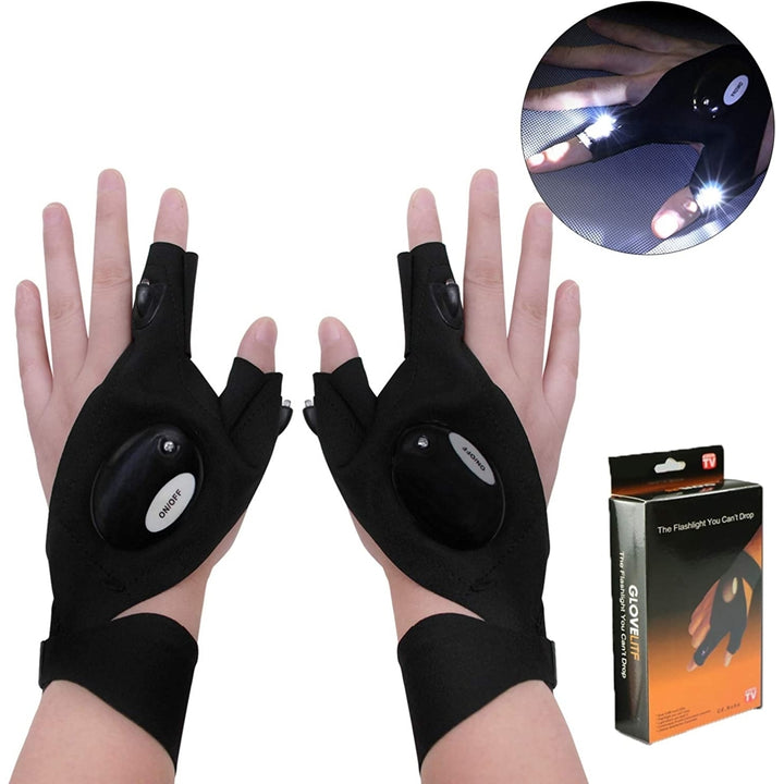 LED Flashlight Gloves Fingerless Work Gloves with Light for Darkness Places Fishing Camping and Hiking Image 6