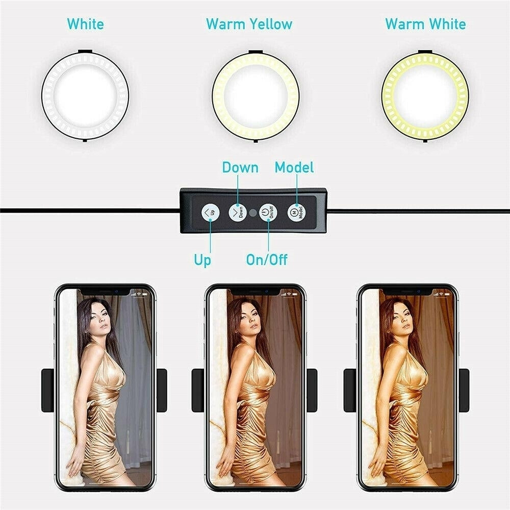 LED Ring Light with Phone Holder Flexible Long Arms 3 Modes Lights Lamp Selfie Stand for Stream Live Vedio Image 2