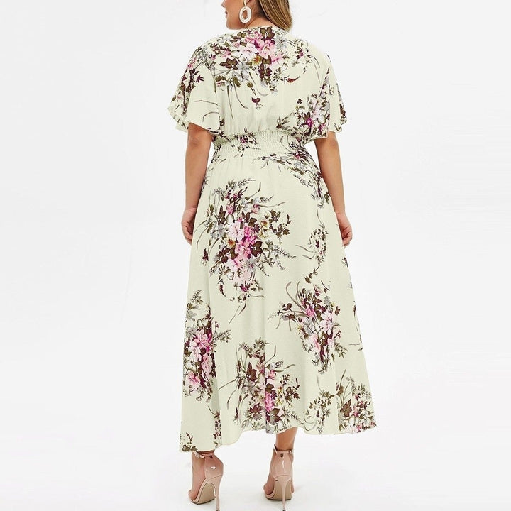 Plus Size Floral Tulip Sleeve Maxi Dress for Summer Image 4