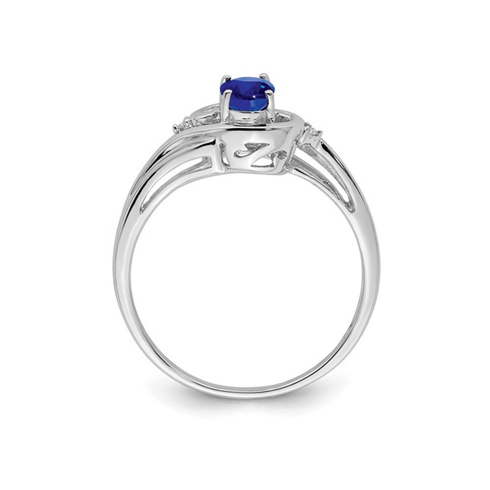 2/5 Carat (ctw) Natural Sapphire Ring in Sterling Silver Image 3