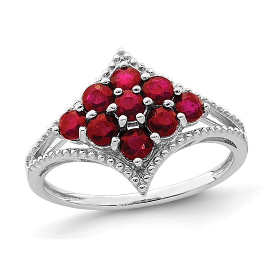 1.35 Carat (ctw) Ruby Cluster Ring in Sterling Silver Image 1
